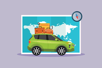 Travel experience by car. Travel&nbsp;Experience Concept. Colored flat vector illustration isolated