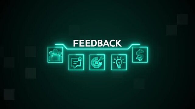 Feedback network concept digital processing information with business icons. virtual network connecting service with graphical icons in various, diverse, and industry.
