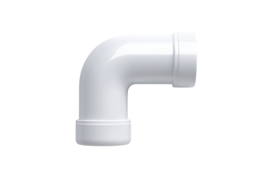 White P V C pipe elbow fitting isolated on black background plumbing 2