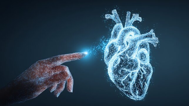 Finger Pressing Digital Screen: Abstract Healthcare Technology, Medical Diagnosis, or Futuristic Science Concept - Powered by Adobe