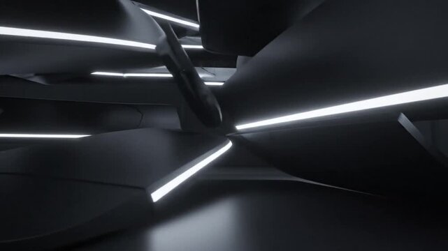 Abstract Geometric Architecture A Striking Visualization of Modern Design Elements and Illuminating Linear Features in a Dark, Futuristic Environment