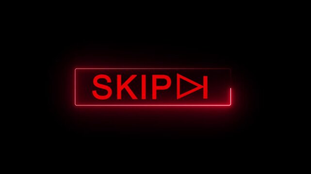 Button Skip Ads, Click the button to skip online advertising, footage with transparent background, loop.