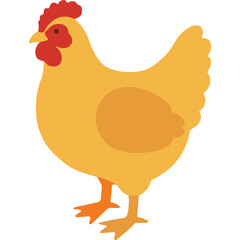 A Stylized Golden Chicken With Red Comb And Wattle Stands On Orange Legs Against A Transparent Background With Simple Flat Design Elements And A Single Oval Shape On Its Body