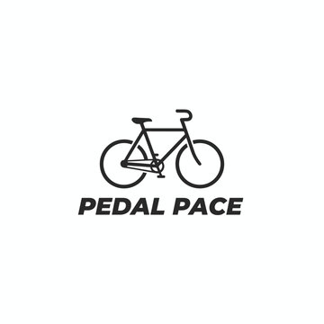 A bicycle silhouette in black with the text "PEDAL PACE" in bold typeface. White background