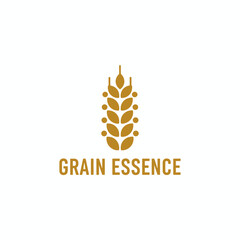 A stylized golden grain ear graphic with the words "Grain Essence" below on a white background