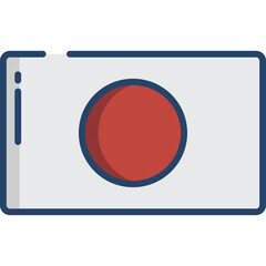 A Stylized Illustration of the Japanese Flag Featuring a Red Circle on a White Background with a Blue Outline