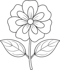 Elegant impatiens outline drawing with leaves, perfect for nature inspired coloring pages and craft design