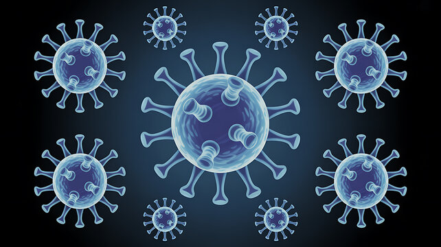 Collection of Blue Coronavirus Particles of Various Sizes covid19 pandemic