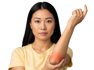 Woman Experiencing Elbow Joint Pain Health Problem Discomfort Inflammation Injury