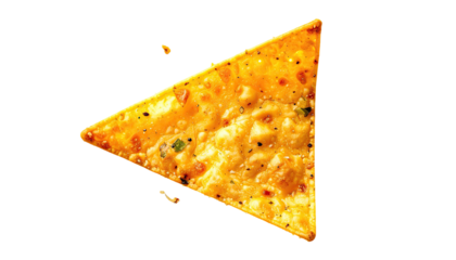 Triangle chip, golden brown, speckled texture on black background