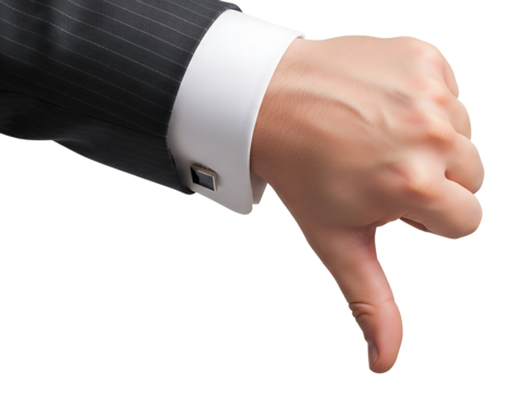 Professional Businessman Hand Gesture Thumbs Down Expressing Disapproval Rejection Negative Feedback