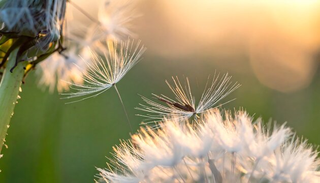Dandelion seeds in the sunlight, natures delicate beauty. - Powered by Adobe