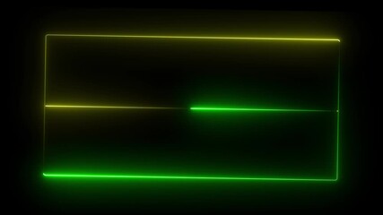 Abstract neon geometric shapes with green and yellow lights on black background - Powered by Adobe