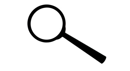 Black magnifying glass icon with handle isolated on transparent background