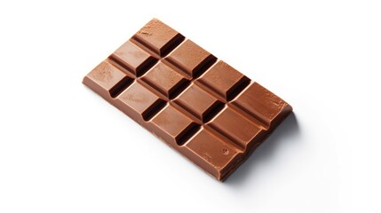 chocolate bar, food photography, studio shot, high contrast lighting, minimalist composition, brown and beige tones, squares of chocolate, textured surface, appetizing, indulgent, delicious
