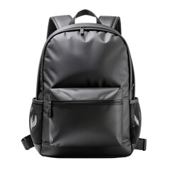 A sleek black backpack with mesh side pockets is presented on a clean white background.