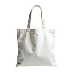 Clean white reusable tote bag with textured surface isolated on a white background.
