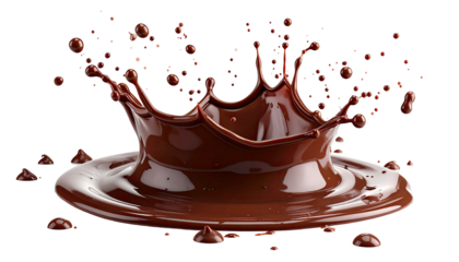 Brown, viscous liquid crowning amidst droplets on black backdrop