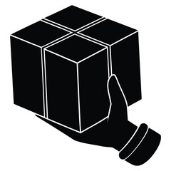 package on hand vector on white background