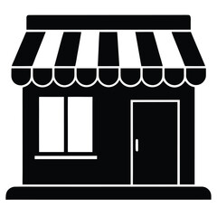 retail shop front icon on white background
