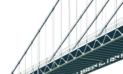 Modern Suspension Bridge Structure with Diagonal Cables.