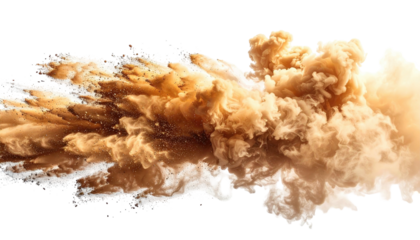 Golden brown dust cloud exploding outward