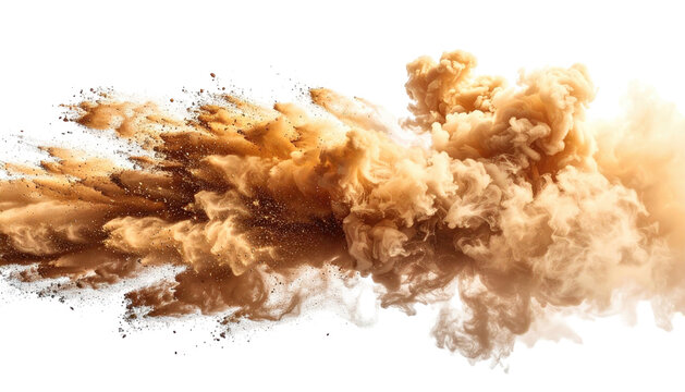 Golden brown dust cloud exploding outward