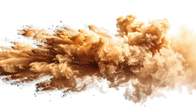 Golden brown dust cloud exploding outward