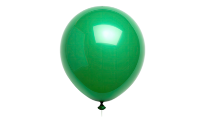 Shiny, green balloon against a stark black background