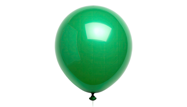 Shiny, green balloon against a stark black background