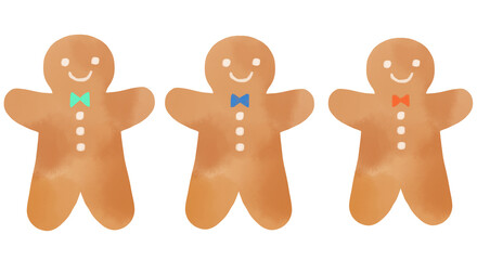Smiling Gingerbread Man watercolor illustration