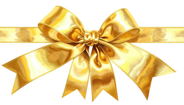 Shiny gold bow tie with ribbon ends