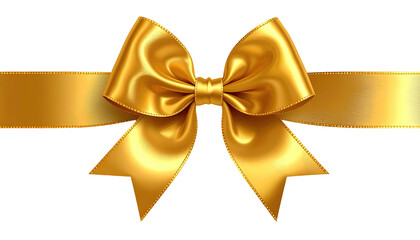 Gleaming gold ribbon tied in a bow. Elegant, shiny, on black