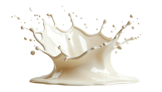 Crown-shaped milk splash frozen mid-air, white liquid explosion