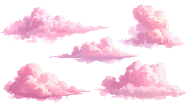 Fluffy pink cartoon clouds on black - Powered by Adobe