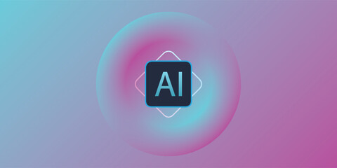 Modern AI Icon with Text Inside a Geometric Shape Digital Design.
