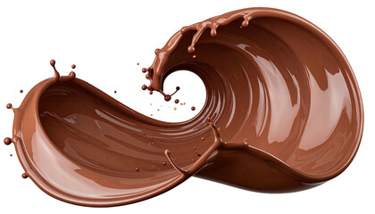 Chocolate swirl, a wave or ribbon formed from rich, smooth liquid