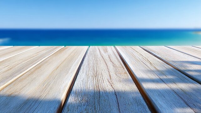 Exquisite wooden table setting capturing breathtaking ocean vista idyllic coastal scene for relaxation and dining.