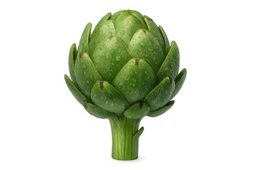 Fototapeta premium Green artichoke with fresh water drops, healthy eating and organic vegetable ingredient on transparent background
