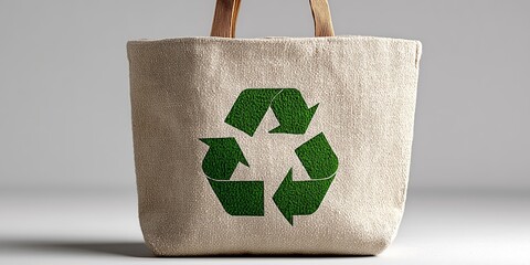 Picture of a cloth bag with a recycling symbol