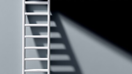 Sturdy metal ladder securely positioned against plain brick wall providing access to higher areas for maintenance or construction tasks.