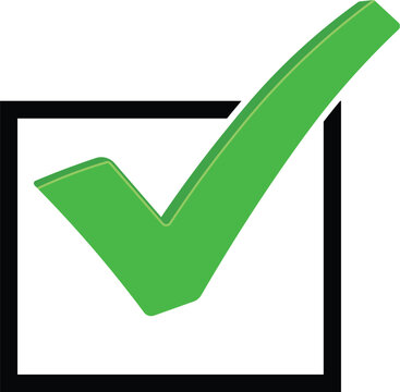 Green check mark inside black square on white background checkbox black border