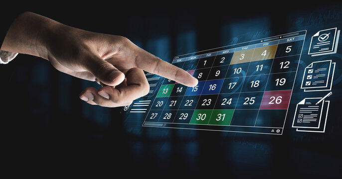 A digital calendar interface for business planning and organization. Used for scheduling events, managing tasks with checklists, and tracking important deadlines. Fermion