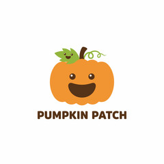 A cartoon pumpkin with a smiling face and a green leaf is above "PUMPKIN PATCH" text