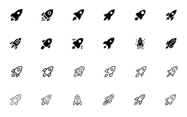 Minimal Rocket Launch Icon | Startup Vector Symbol | Space Travel Concept