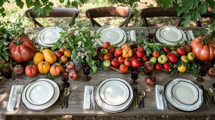Farm to table meal showcasing tomatoes and fresh herbs