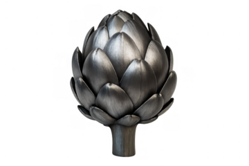 Artichoke sculpture crafted from metal displaying elegant texture and form, representing home decor and culinary themes