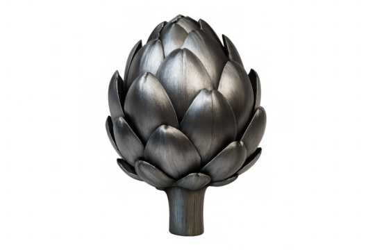 Artichoke sculpture crafted from metal displaying elegant texture and form, representing home decor and culinary themes