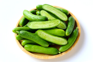 Fresh green organic mini baby bucumbers