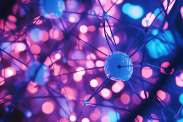 Abstract neural network with glowing nodes and connections in futuristic colors